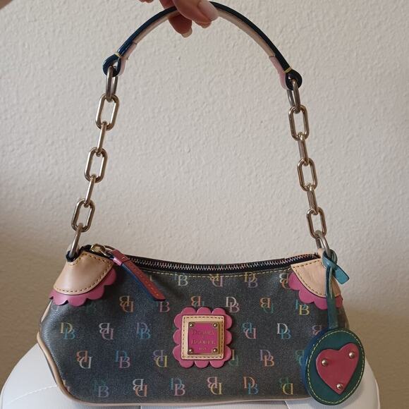 Dooney & Bourke Y2K Gray Multicolor Logo Baguette Bag EVC - Picture 1 of 16
